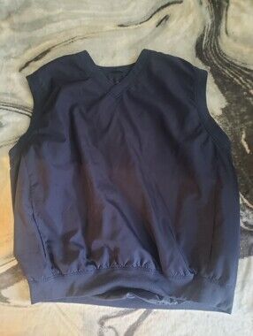Acuity Navy Sleeveless Sports Windbreaker Polyester Vest W Pockets XXL